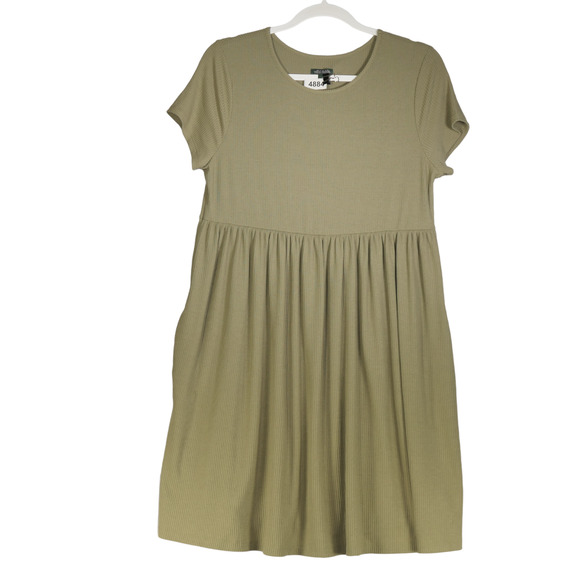 Wild Fable Dress Womens Large Green Knit Ribbed Elastic Waist Fit Flare Pockets - Picture 1 of 5